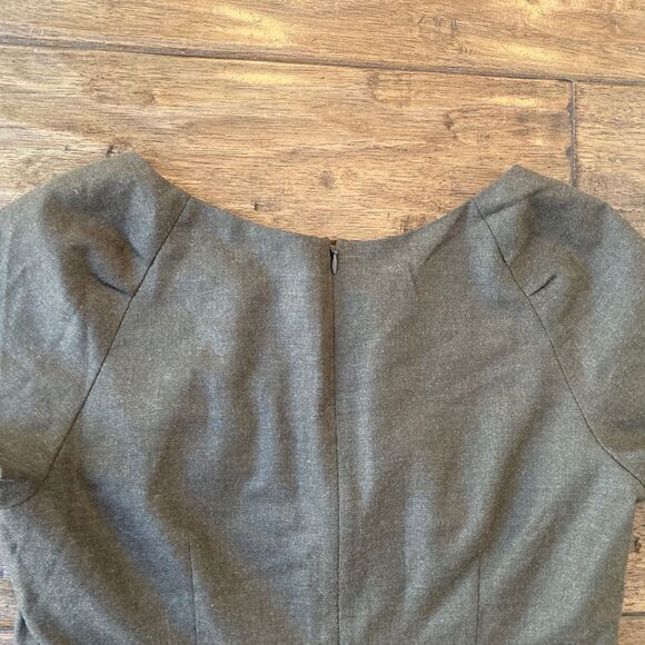 J. Crew Crepe Origami Sheath Dress Women’s 14 Brown Wool Blend Retro Office - Picture 5 of 11